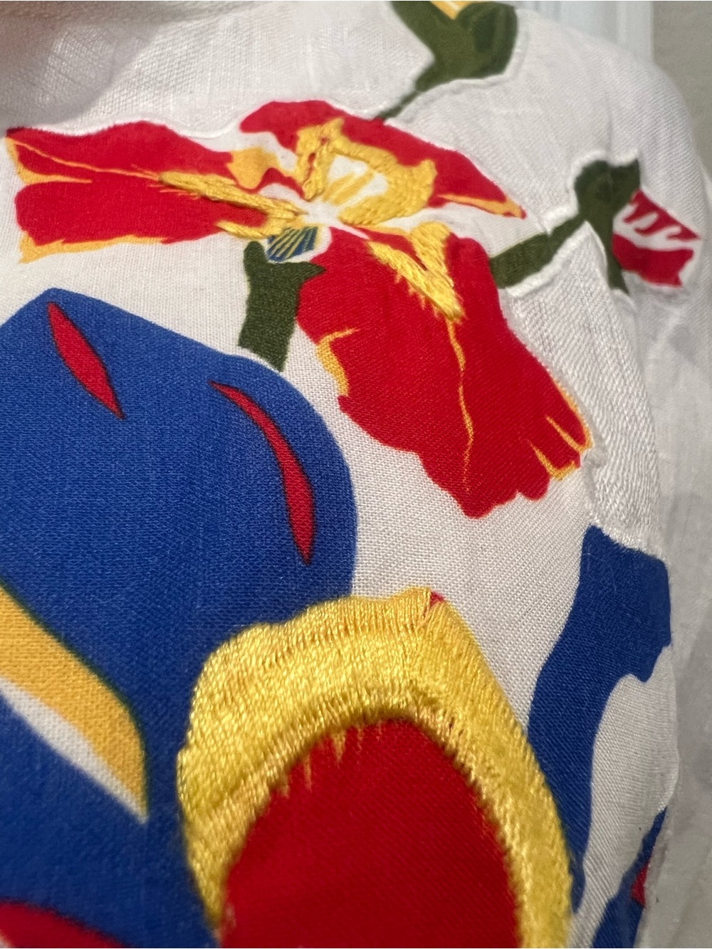 Tory Burch Iris beach tunic Embroidered White Floral Tie-Neck Women's Top XL - Picture 5 of 11